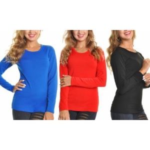 Angelina Lady's Fleece Lined Crew Neck Long Sleeve